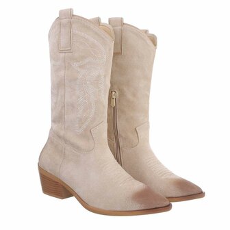 Dames cowboy kuitlaarzen / western laarsjes - beige