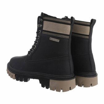 Dames veterboots / enkellaarzen met veters - zwart