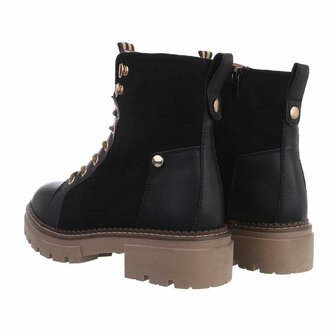 Dames veterboots / enkellaarzen met veters - zwart