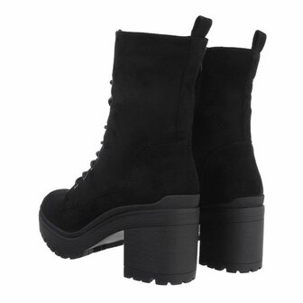 Dames veterboots / enkellaarzen met veters - zwart