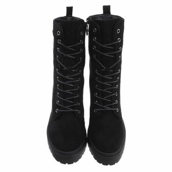 Dames veterboots enkellaarzen met veters zwart Lunamex Jewelry Fashion