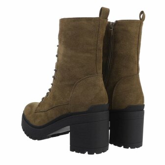 Dames veterboots / enkellaarzen met veters - groen