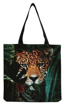 Shopper boodschappentas met print - panter groen