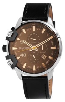 Raptor Watches Limited herenhorloge met lederen band, Arve - bruin / goud
