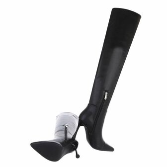 Dames overknee laarzen high heels - zwart