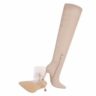 Dames overknee laarzen high heels - beige