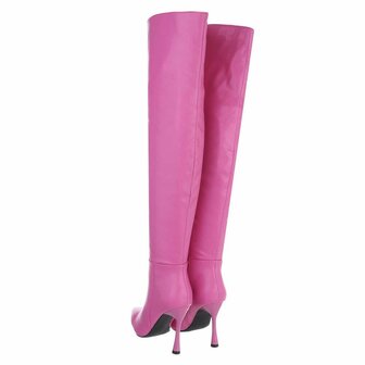 Dames overknee laarzen high heels - roze