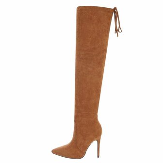 Dames overknee laarzen high heels - camel