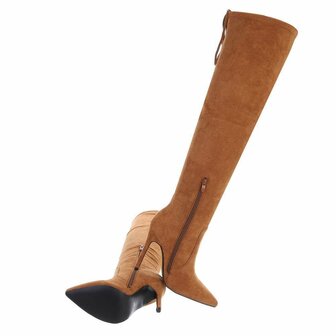 Dames overknee laarzen high heels - camel