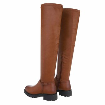 Dames overknee laarzen biker boots - bruin