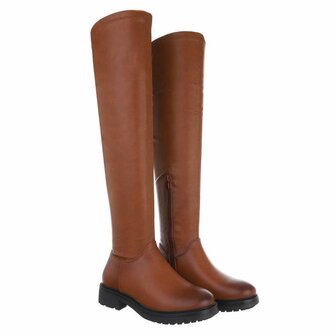 Dames overknee laarzen biker boots - bruin