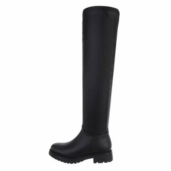 Dames overknee laarzen biker boots - zwart