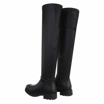 Dames overknee laarzen biker boots - zwart