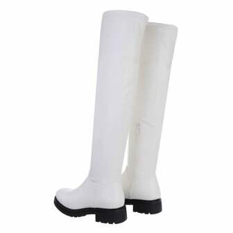 Dames overknee laarzen biker boots - wit