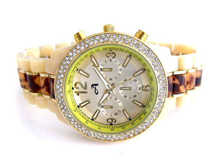 A-Watch dameshorloge met kunststof band - beige / bruin
