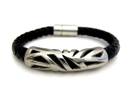 Armband echt leder - zwart