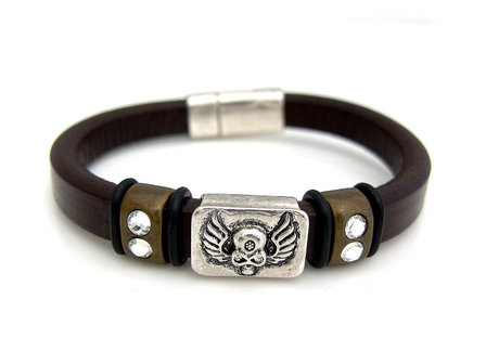 Armband echt leder - donkerbruin