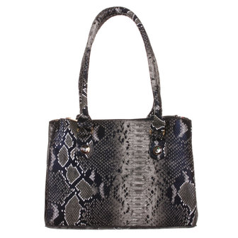 Dames tas / handtas middelgroot met slangenprint - antraciet