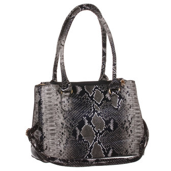 Dames tas / handtas middelgroot met slangenprint - antraciet