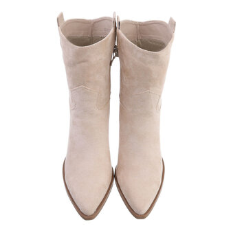 Dames cowboy enkellaarzen / western laarsjes su&egrave;de-look - beige