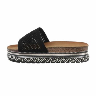 Dames slippers met plateauzolen - zwart