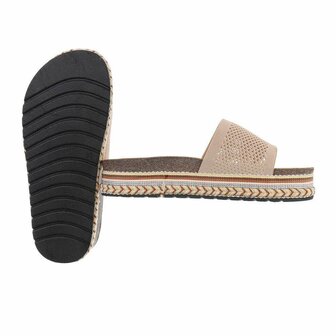 Dames slippers met plateauzolen - beige