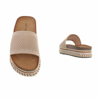 Dames slippers met plateauzolen - beige
