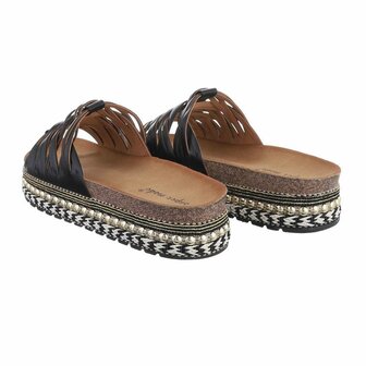 Dames slippers met plateauzolen - zwart