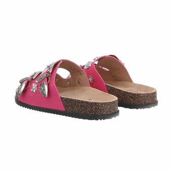 Dames slippers met studs - roze / fuchsia