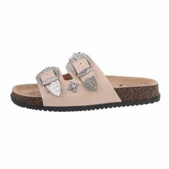 Dames slippers met studs beige Lunamex Jewelry Fashion