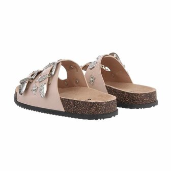 Dames slippers met studs - beige