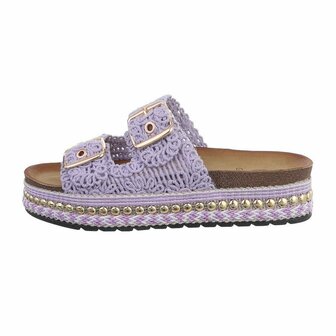 Dames slippers met plateauzolen - paars / lila