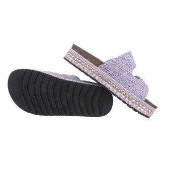 Dames slippers met plateauzolen - paars / lila