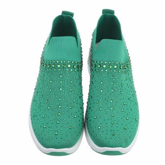 loyaliteit efficiëntie begroting Dames instap sneakers / slip-on instappers met strass - groen - Lunamex  Jewelry & Fashion