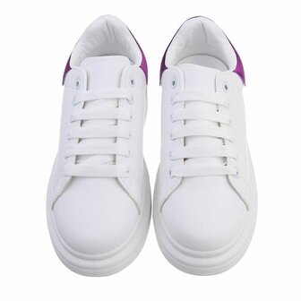 Dames sneakers - wit / aubergine