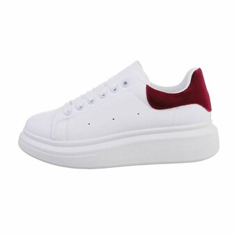 Dames sneakers - wit / bordeaux rood