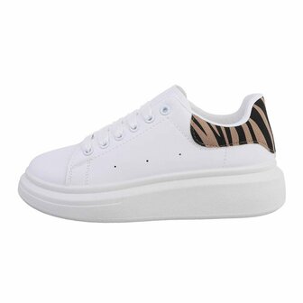 Dames sneakers met zebraprint - wit / zebra