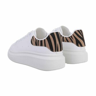 Dames sneakers met zebraprint - wit / zebra