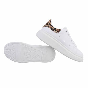 Dames sneakers met panterprint - wit / leopard