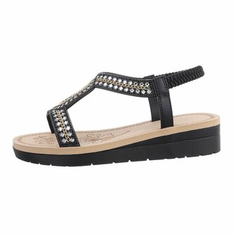 Dames sandalen met strass - zwart