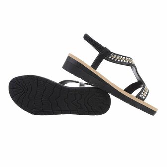 Dames sandalen met strass - zwart