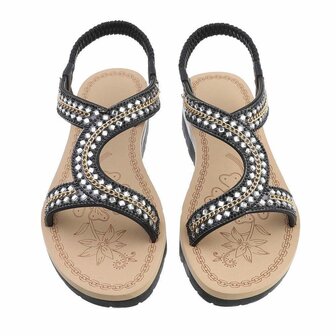 Dames sandalen met strass - zwart