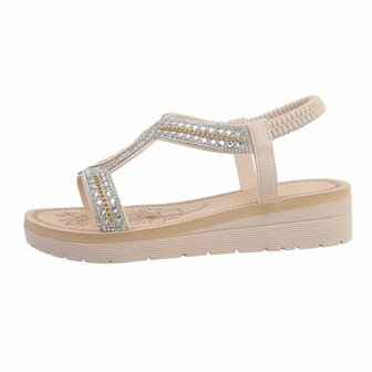 Dames sandalen met strass - beige