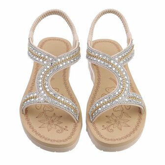 Dames sandalen met strass - beige