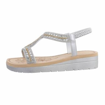 Dames sandalen met strass - zilver