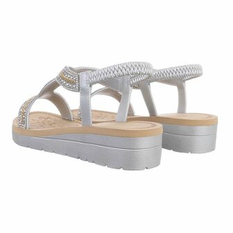 Dames sandalen met strass - zilver