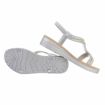 Dames sandalen met strass - zilver