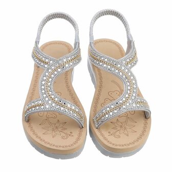 Dames sandalen met strass - zilver