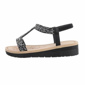 Dames sandalen met strass - zwart