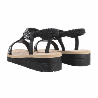 Dames sandalen met strass - zwart